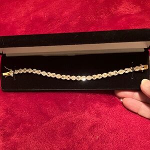 Gold tone marquise cut cz tennis  bracelet 6.75 carat total weight